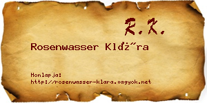 Rosenwasser Klára névjegykártya